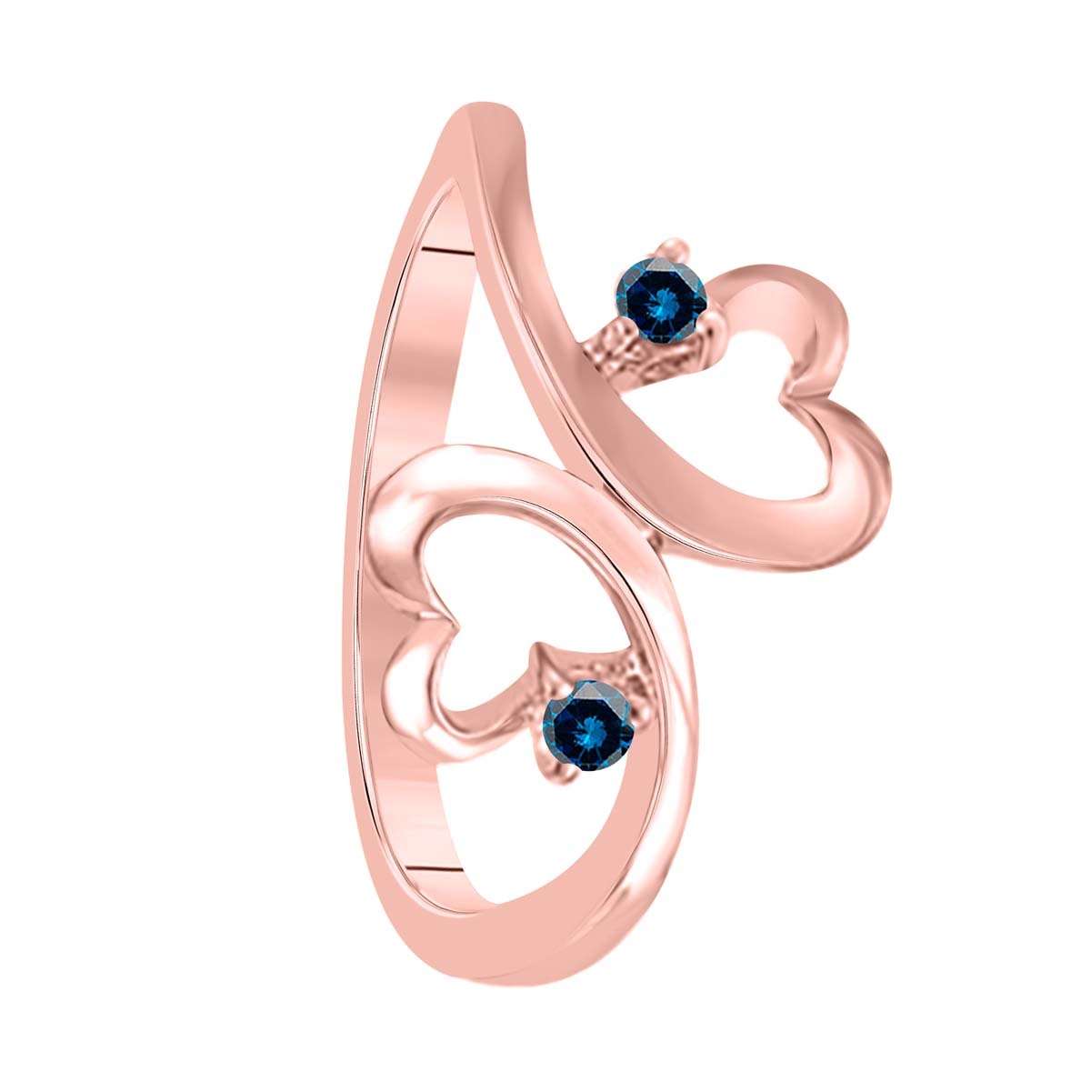 0.10 Carat Natural Blue Diamond Two-Stone Wedding Band in 10K White, Rose, or Yellow Gold Mauli Jewels