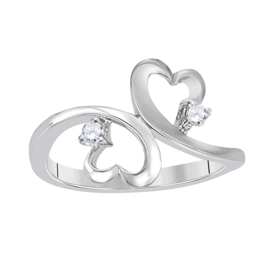 Mauli Jewels 0.10 Carat Natural White Diamond Heart-Shaped Ring in 10K White, Rose, & Yellow Gold Mauli Jewels