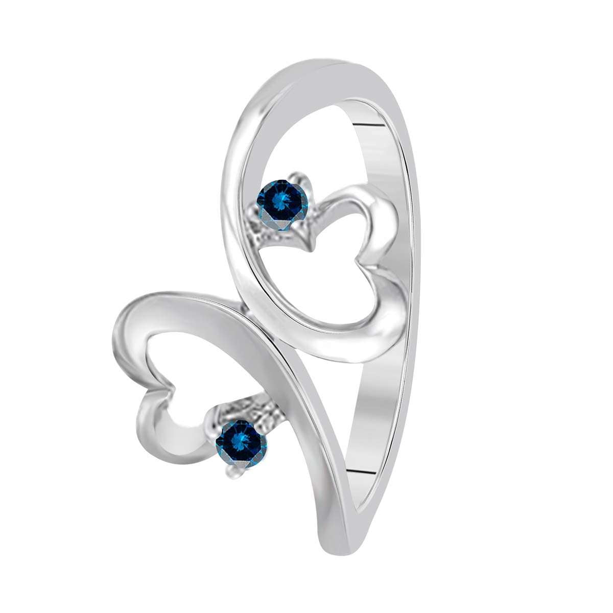 0.10 Carat Natural Blue Diamond Two-Stone Wedding Band in 10K White, Rose, or Yellow Gold Mauli Jewels