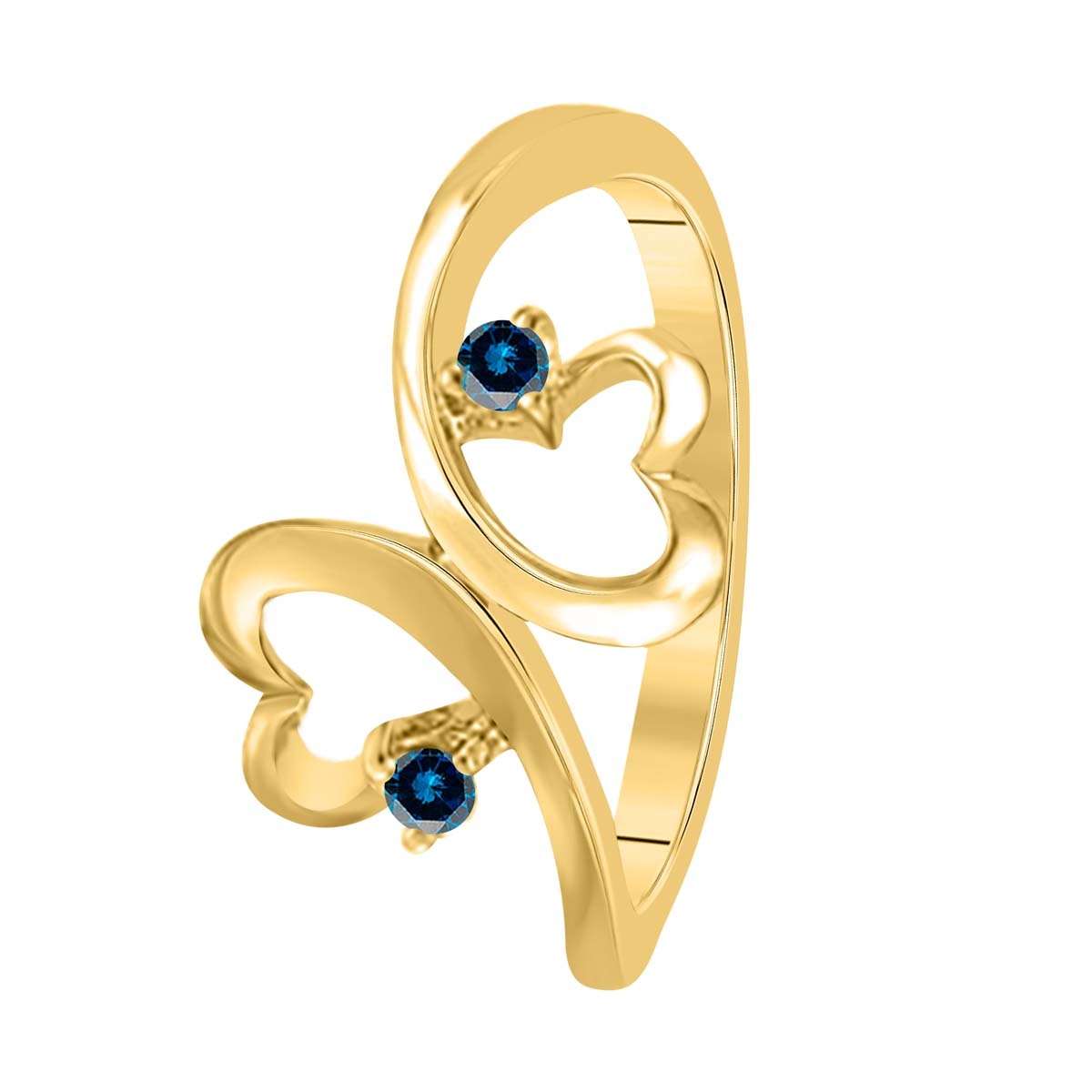 0.10 Carat Natural Blue Diamond Two-Stone Wedding Band in 10K White, Rose, or Yellow Gold Mauli Jewels