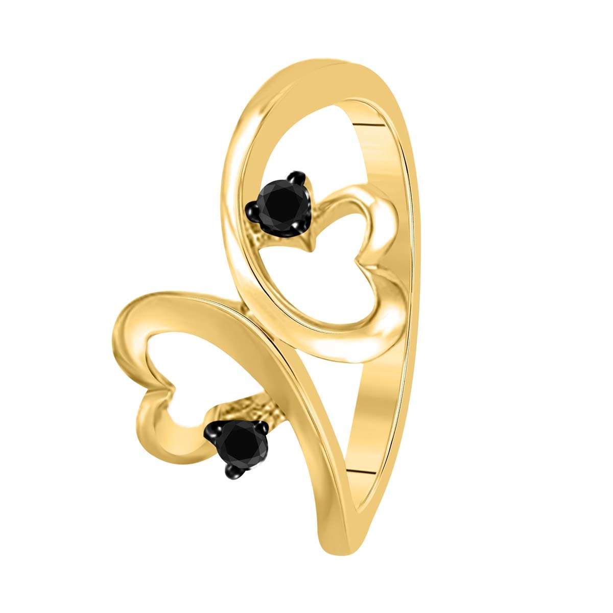 0.10 Carat Natural Black Diamond Heart Shape Wedding Rings In 10K White Rose Yellow Gold Mauli Jewels