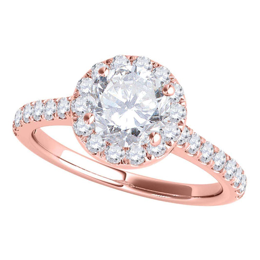 1.6 Carat White Diamond Halo Bridal Set Engagement Ring in 18K Rose, White & Yellow Gold Mauli Jewels