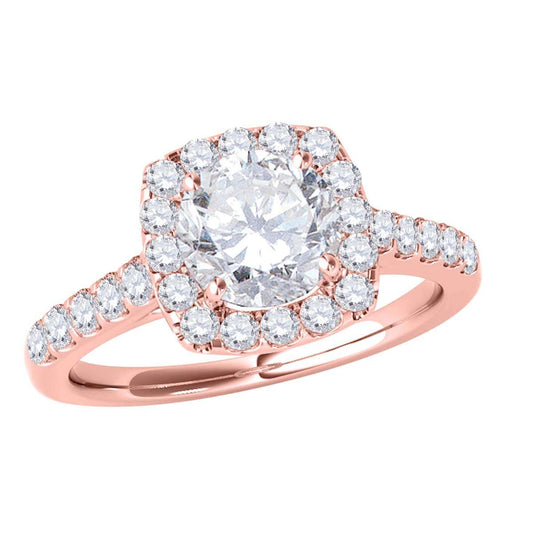 1.55 Carat Halo Natural Diamond Engagement Wedding Ring in 18K Rose, White, or Yellow Gold Mauli Jewels
