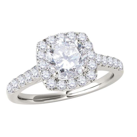 1.55 Carat Halo Natural Diamond Engagement Wedding Ring in 18K Rose, White, or Yellow Gold Mauli Jewels