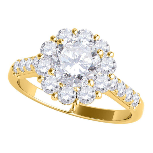 MAULIJEWELS 1.00 Carat Brilliant Cut Halo Natural Diamond Engagement Ring for Women in 14K Rose, White & Yellow Gold Mauli Jewels