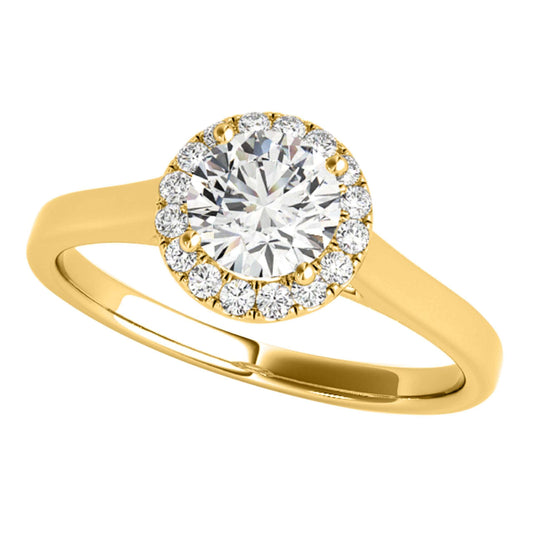 MAULI JEWELS 1.25 Carat Moissanite & Halo Round White Diamond Engagement Solitaire Ring in 14K Solid White, Rose, or Yellow Gold Mauli Jewels