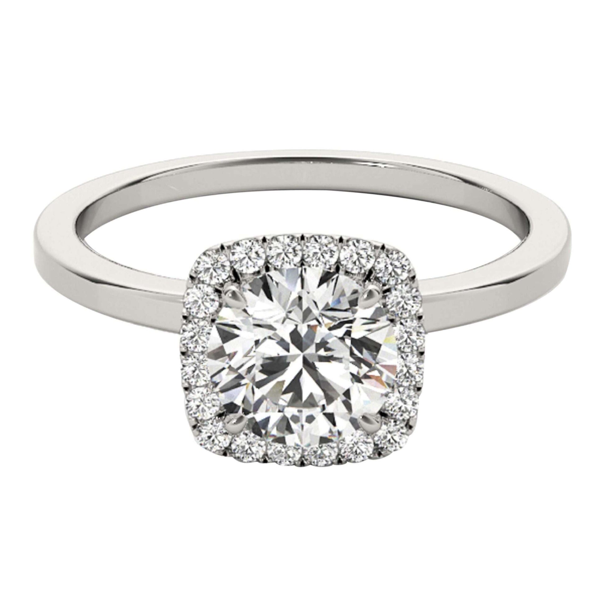 1.15 Carat Moissanite & Halo Diamond Solitaire Engagement Ring in 14K White, Rose, or Yellow Gold | Mauli Jewels Mauli Jewels