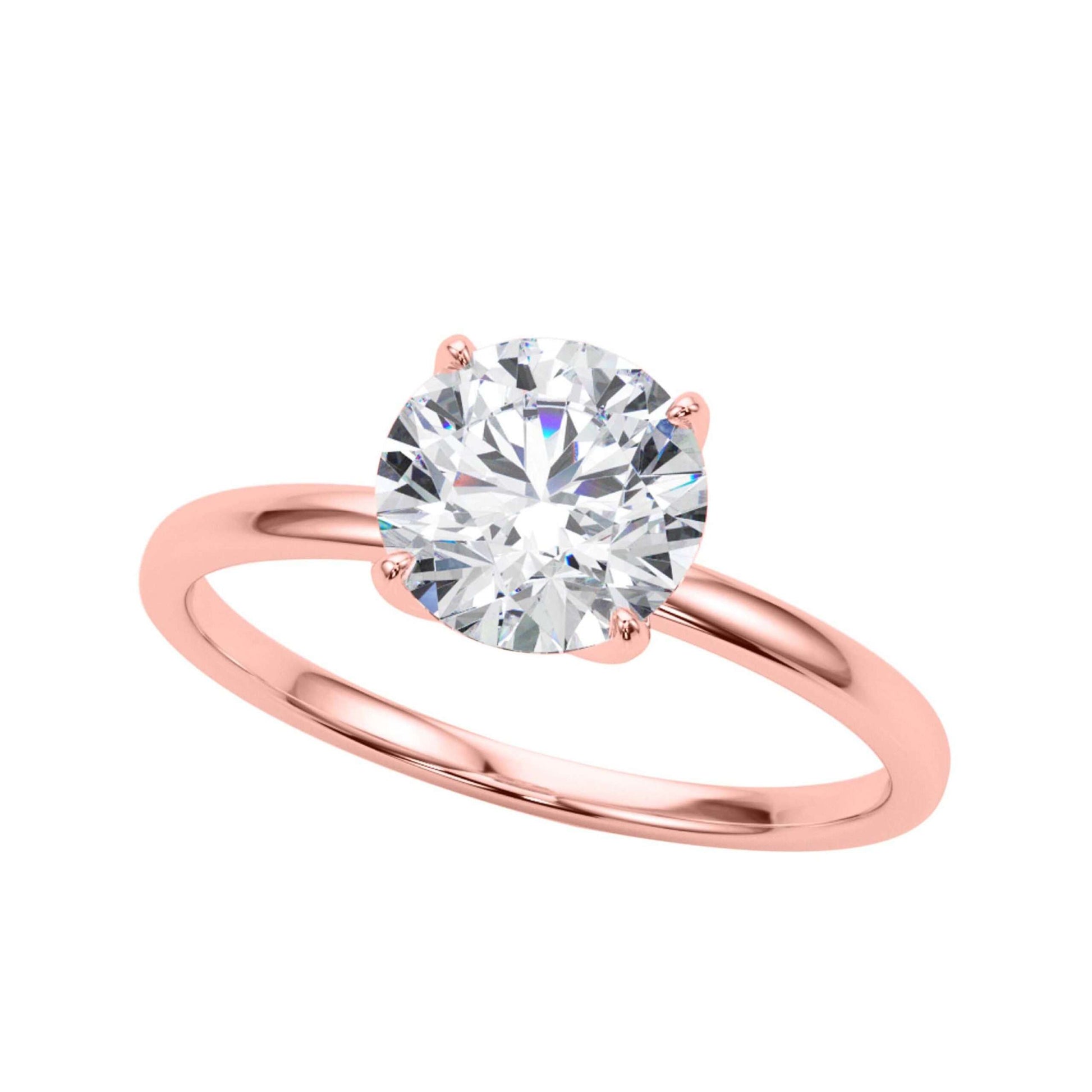 MAULI JEWELS 1.50 Carat White Moissanite Brilliant Round Stone Solitaire Engagement Rings In 10K Solid Rose White & Yellow Gold Mauli Jewels
