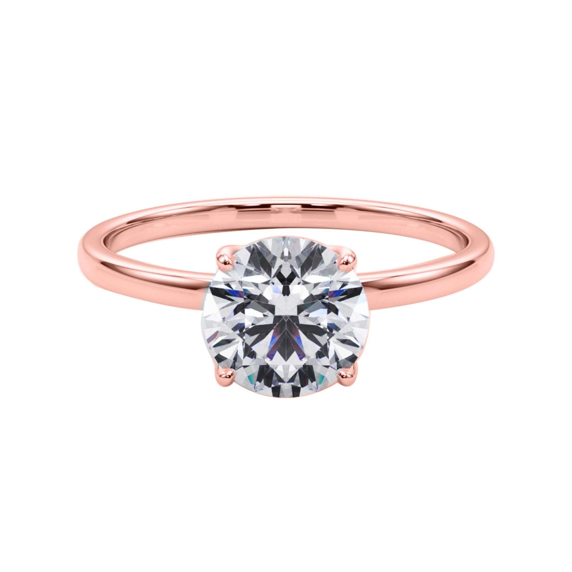 MAULI JEWELS 1.50 Carat White Moissanite Brilliant Round Stone Solitaire Engagement Rings In 10K Solid Rose White & Yellow Gold Mauli Jewels