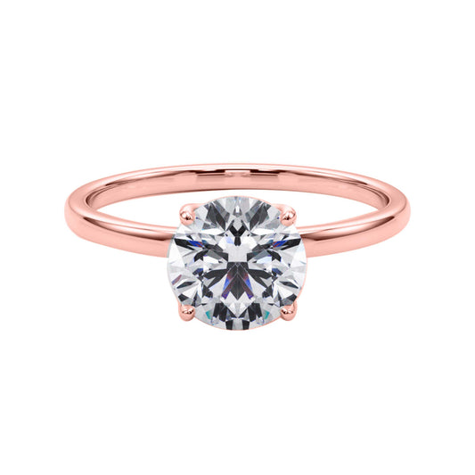 Mauli Jewels 1.50 Carat Round Moissanite Solitaire Engagement Ring for Women in 10K Rose White Yellow Gold | G-H Color VS1 | Classic Proposal Ring