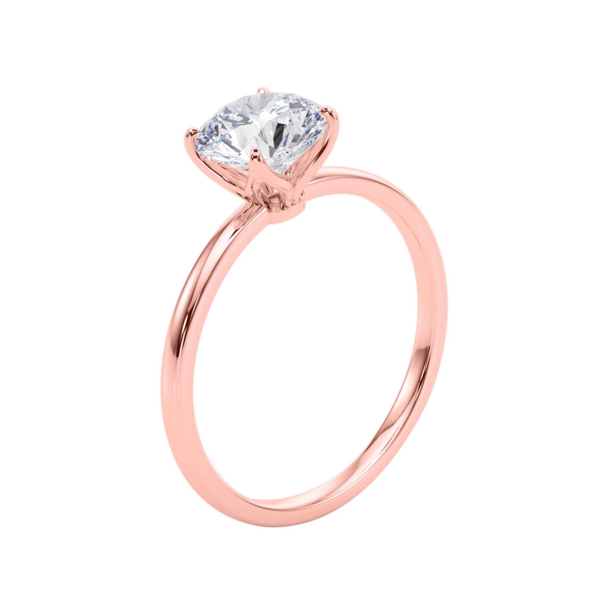 MAULI JEWELS 1.50 Carat White Moissanite Brilliant Round Stone Solitaire Engagement Rings In 10K Solid Rose White & Yellow Gold Mauli Jewels