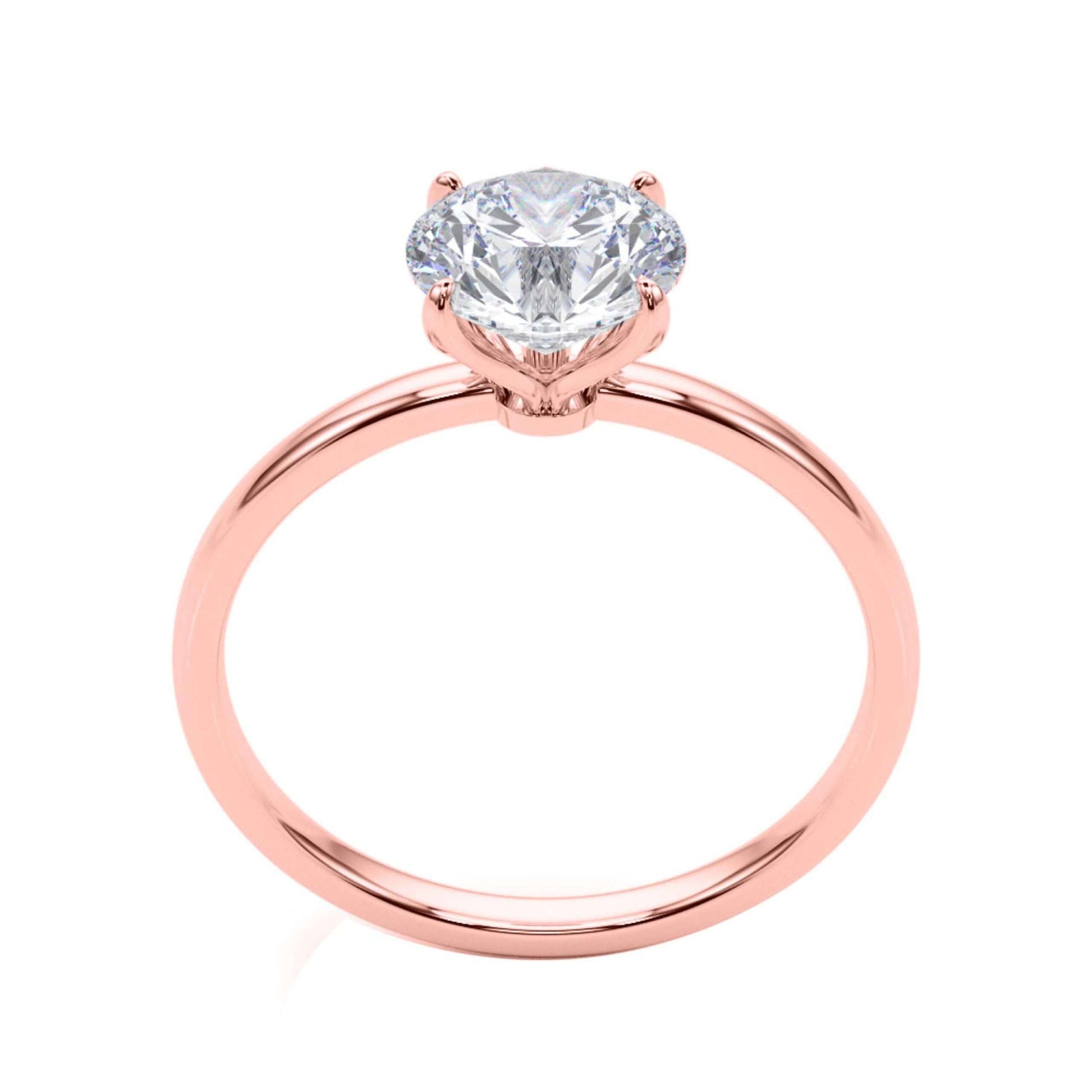 MAULI JEWELS 1.50 Carat White Moissanite Brilliant Round Stone Solitaire Engagement Rings In 10K Solid Rose White & Yellow Gold Mauli Jewels