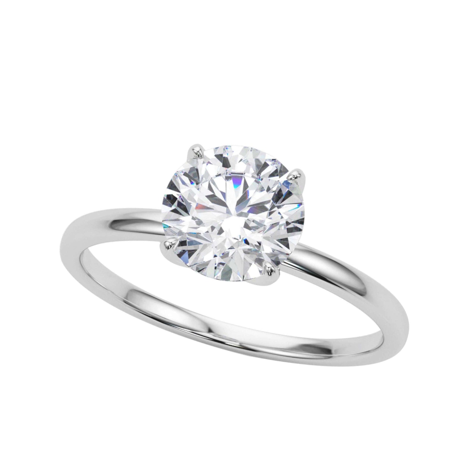 MAULI JEWELS 1.50 Carat White Moissanite Brilliant Round Stone Solitaire Engagement Rings In 10K Solid Rose White & Yellow Gold Mauli Jewels
