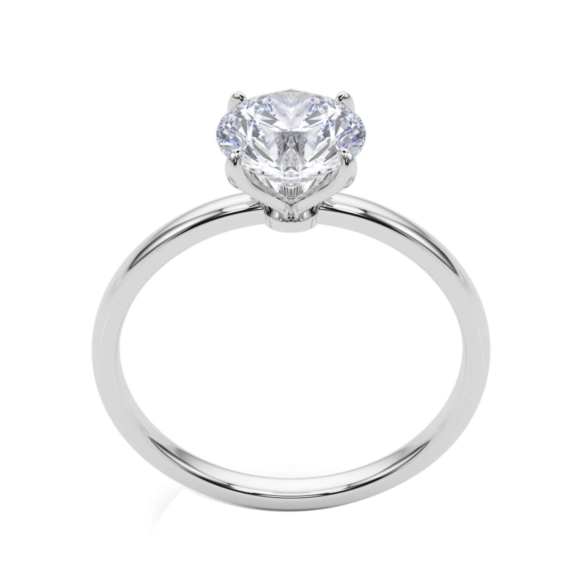 MAULI JEWELS 1.50 Carat White Moissanite Brilliant Round Stone Solitaire Engagement Rings In 10K Solid Rose White & Yellow Gold Mauli Jewels