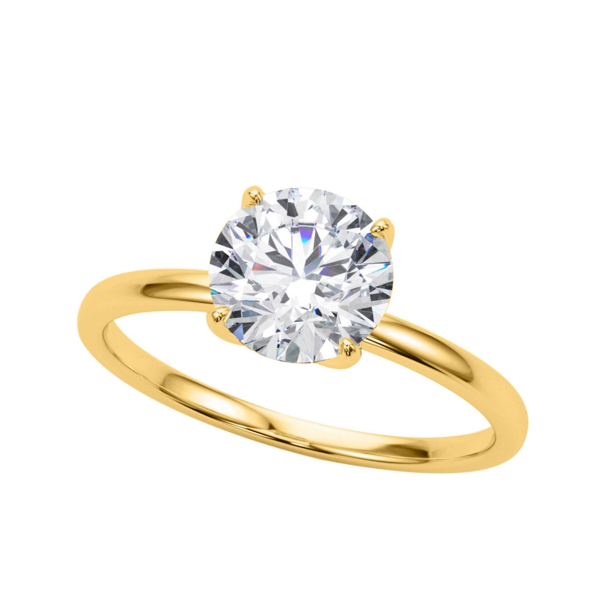 MAULI JEWELS 1.50 Carat White Moissanite Brilliant Round Stone Solitaire Engagement Rings In 10K Solid Rose White & Yellow Gold Mauli Jewels