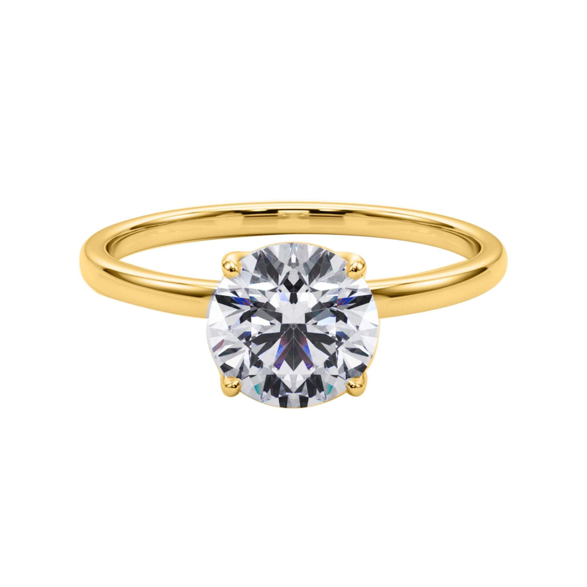 MAULI JEWELS 1.50 Carat White Moissanite Brilliant Round Stone Solitaire Engagement Rings In 10K Solid Rose White & Yellow Gold Mauli Jewels