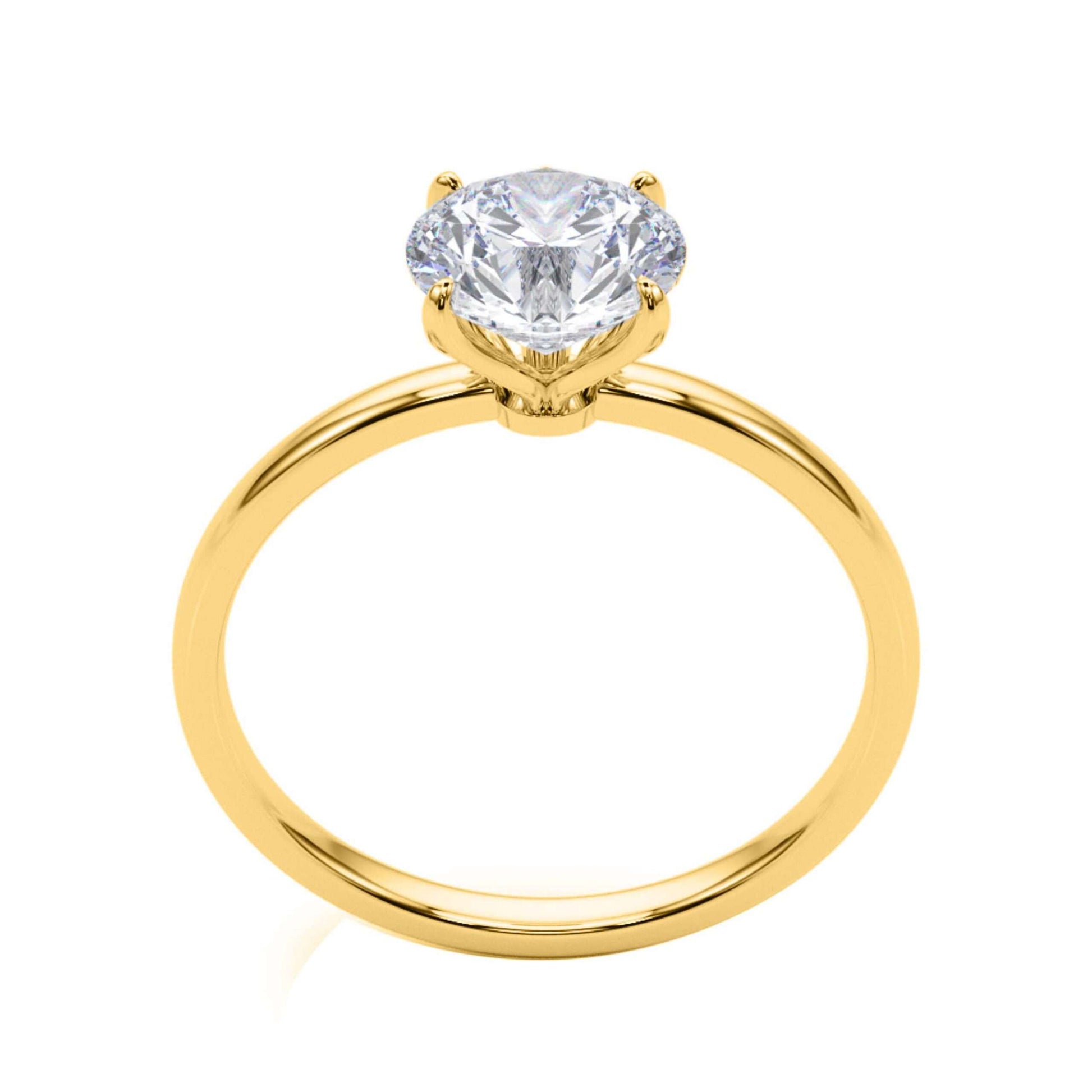 MAULI JEWELS 1.50 Carat White Moissanite Brilliant Round Stone Solitaire Engagement Rings In 10K Solid Rose White & Yellow Gold Mauli Jewels