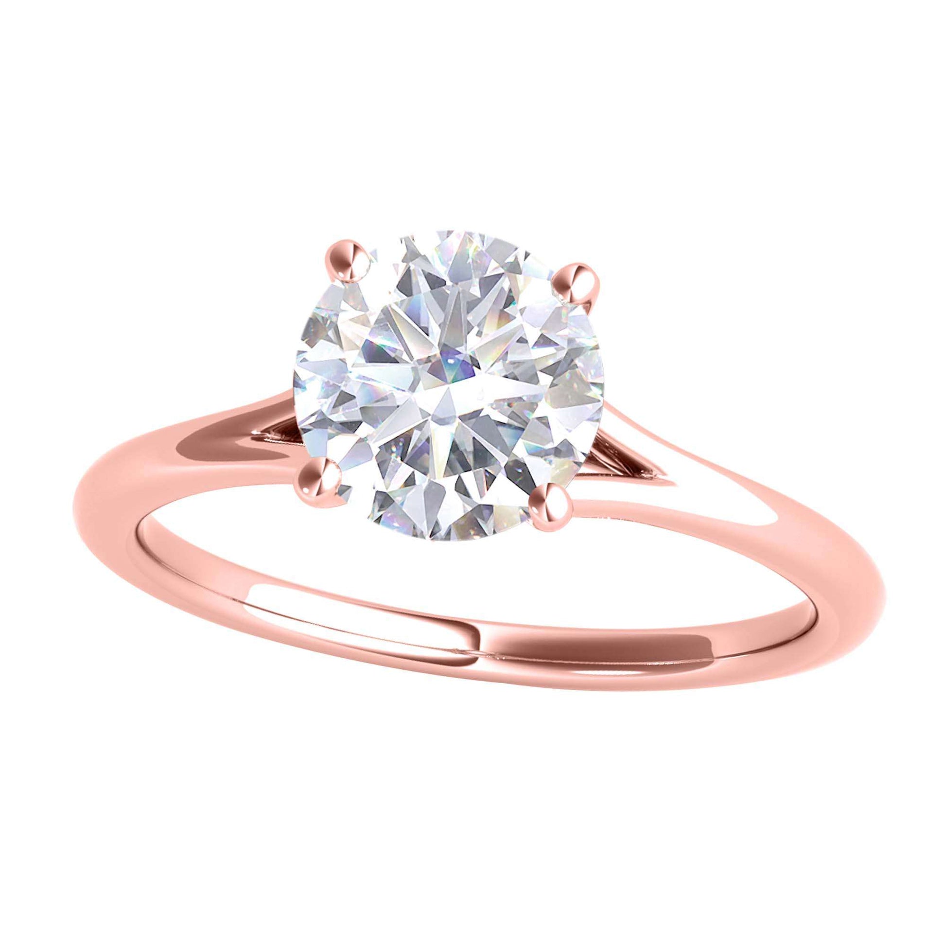 MAULI JEWELS 1.50 Carat Diamond (G-H/ VS1) Moissanite Solitaire Engagement Ring In 14K Solid Rose White & Yellow Gold Mauli Jewels