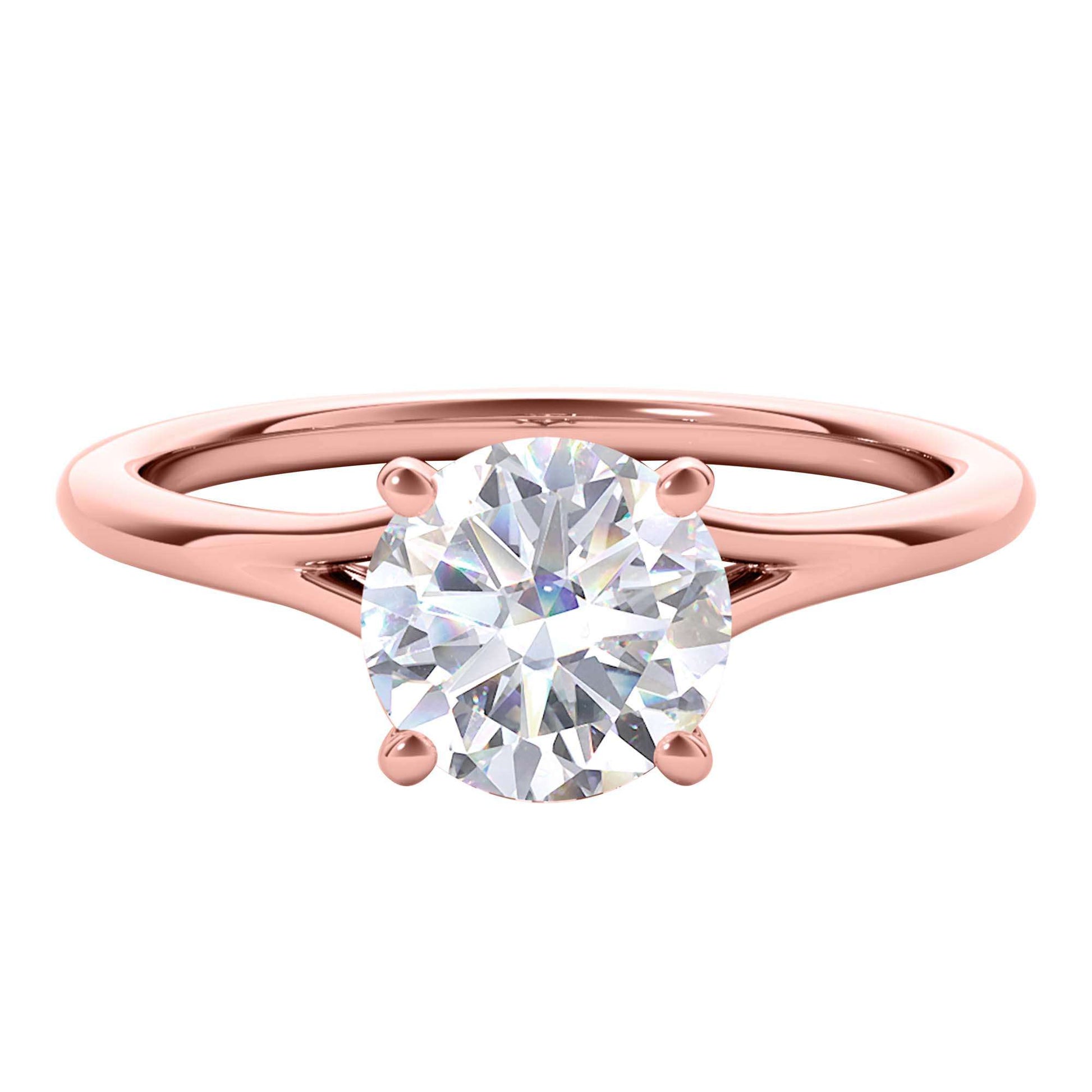 MAULI JEWELS 1.50 Carat Diamond (G-H/ VS1) Moissanite Solitaire Engagement Ring In 14K Solid Rose White & Yellow Gold Mauli Jewels