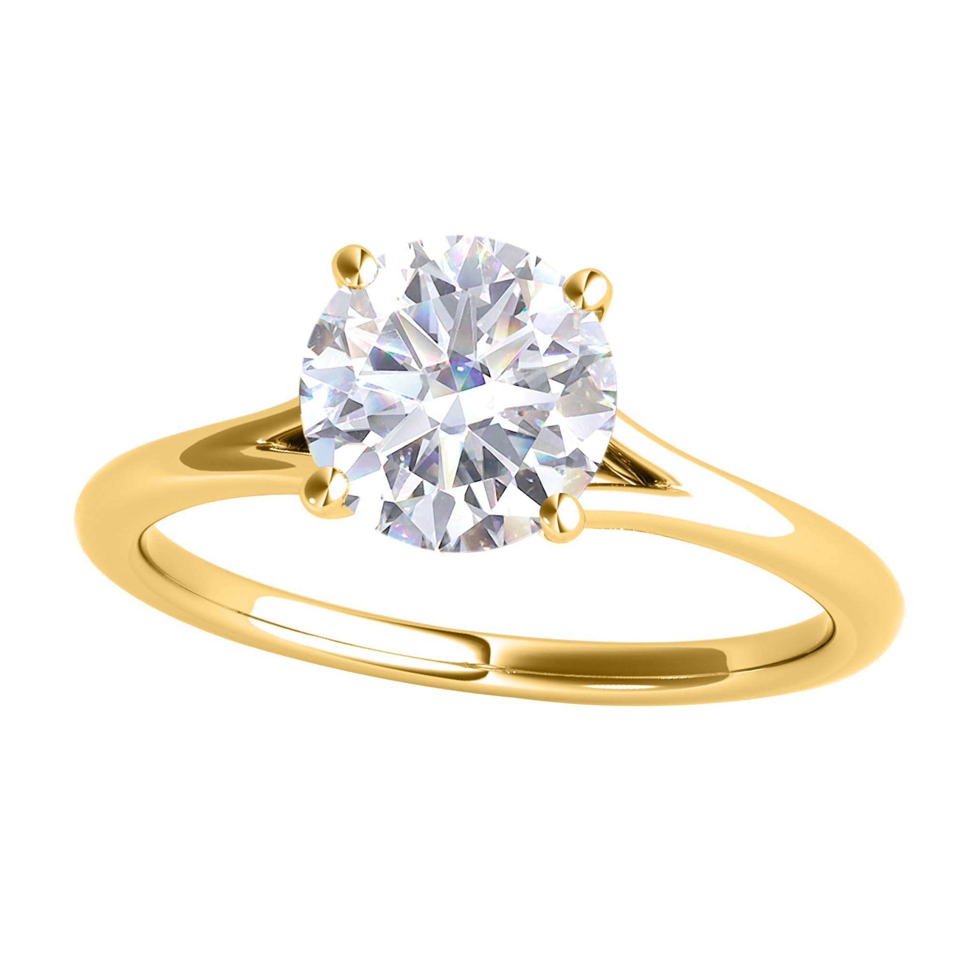MAULI JEWELS 1.50 Carat Diamond (G-H/ VS1) Moissanite Solitaire Engagement Ring In 14K Solid Rose White & Yellow Gold Mauli Jewels