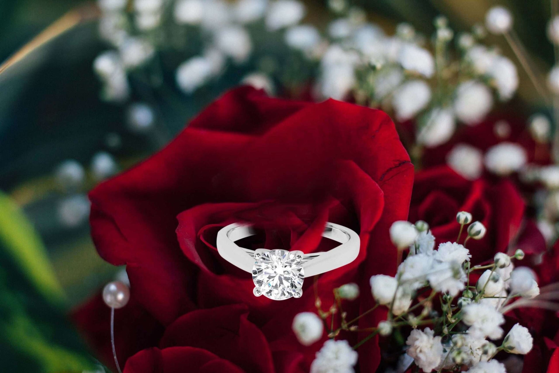 MAULI JEWELS 10K White, Rose & Yellow Gold 1.50 Carat Moissanite Diamond (G-H/ VS1) Engagement Ring Mauli Jewels