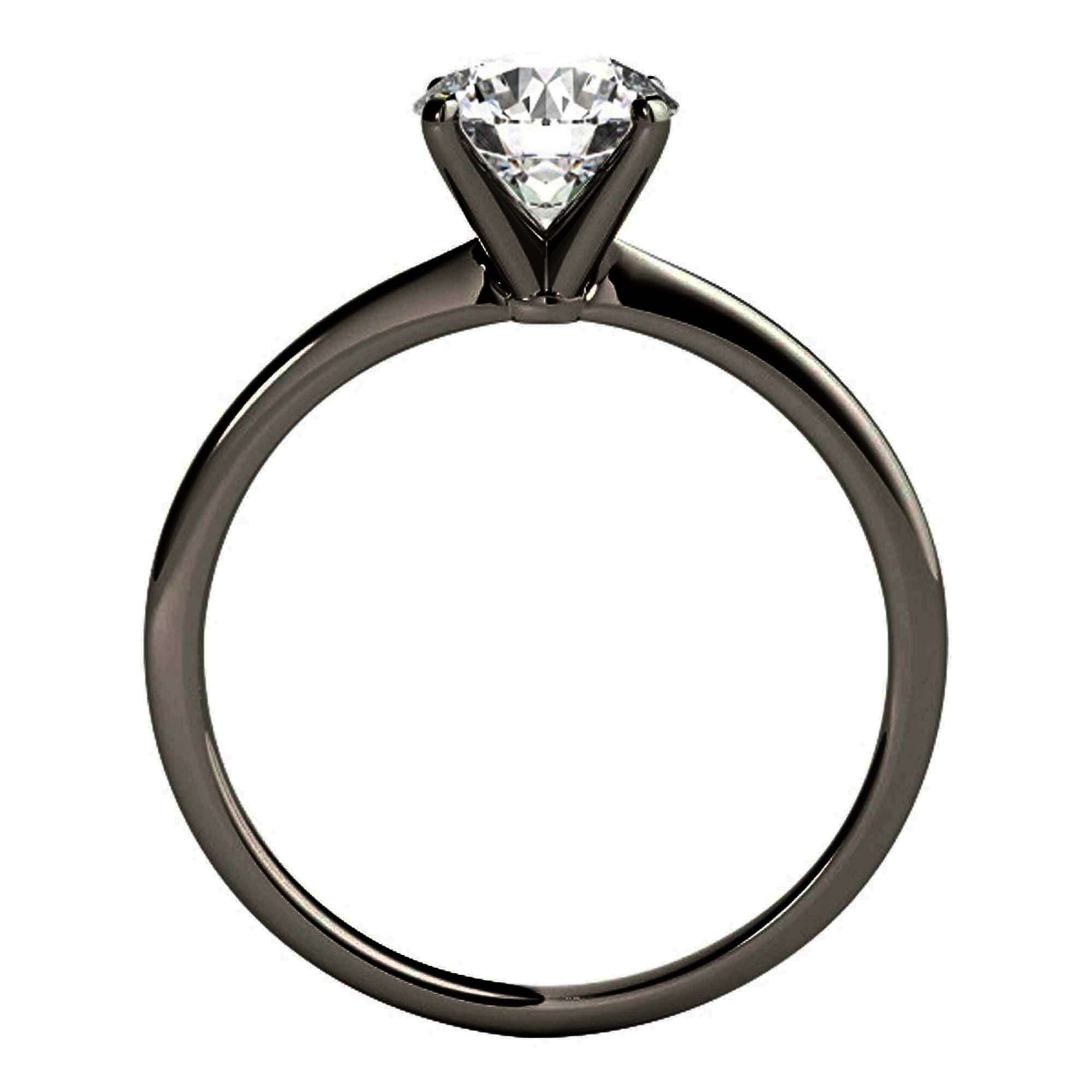 MAULI JEWELS 1.00 Carat Moissanite & Diamond Black Rhodium Plated Solitaire Engagement Ring in 10K Solid White Gold Mauli Jewels