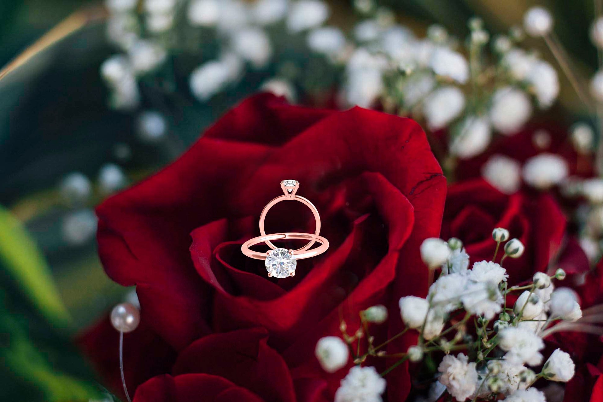 MAULI JEWELS 1.50 Carat Moissanite Diamond Engagement Ring In 14K Solid Rose White Yellow Gold Mauli Jewels