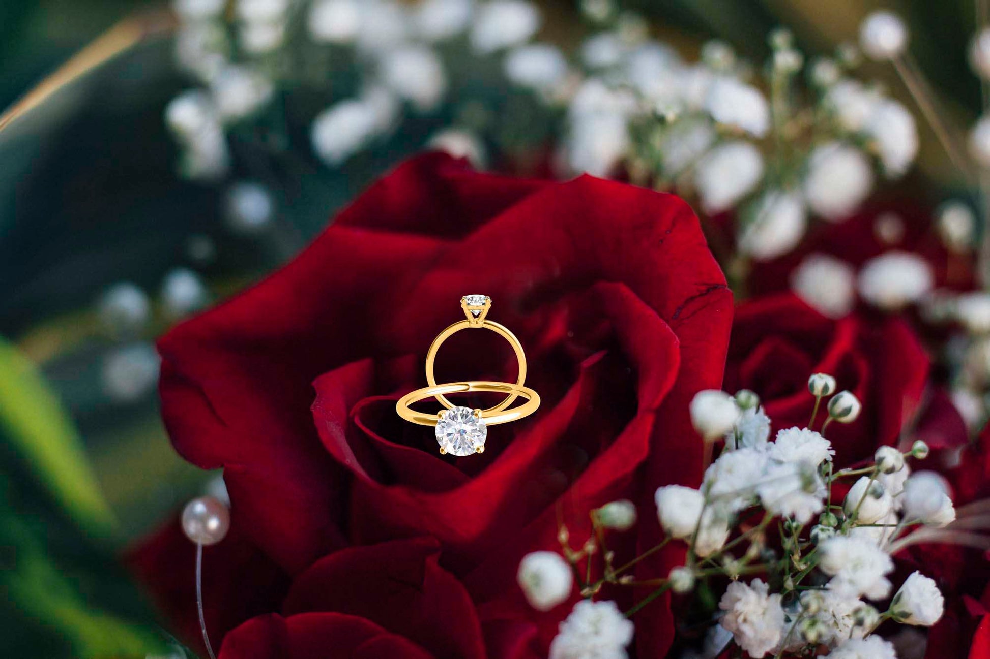 MAULI JEWELS 1.50 Carat Moissanite Diamond Engagement Ring In 14K Solid Rose White Yellow Gold Mauli Jewels
