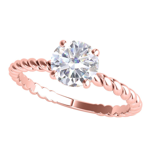 MAULI JEWELS 1.00 Carat Moissanite & Brilliant-Cut Diamond Solitaire Engagement Ring in 14K Solid Rose, White, or Yellow Gold Mauli Jewels