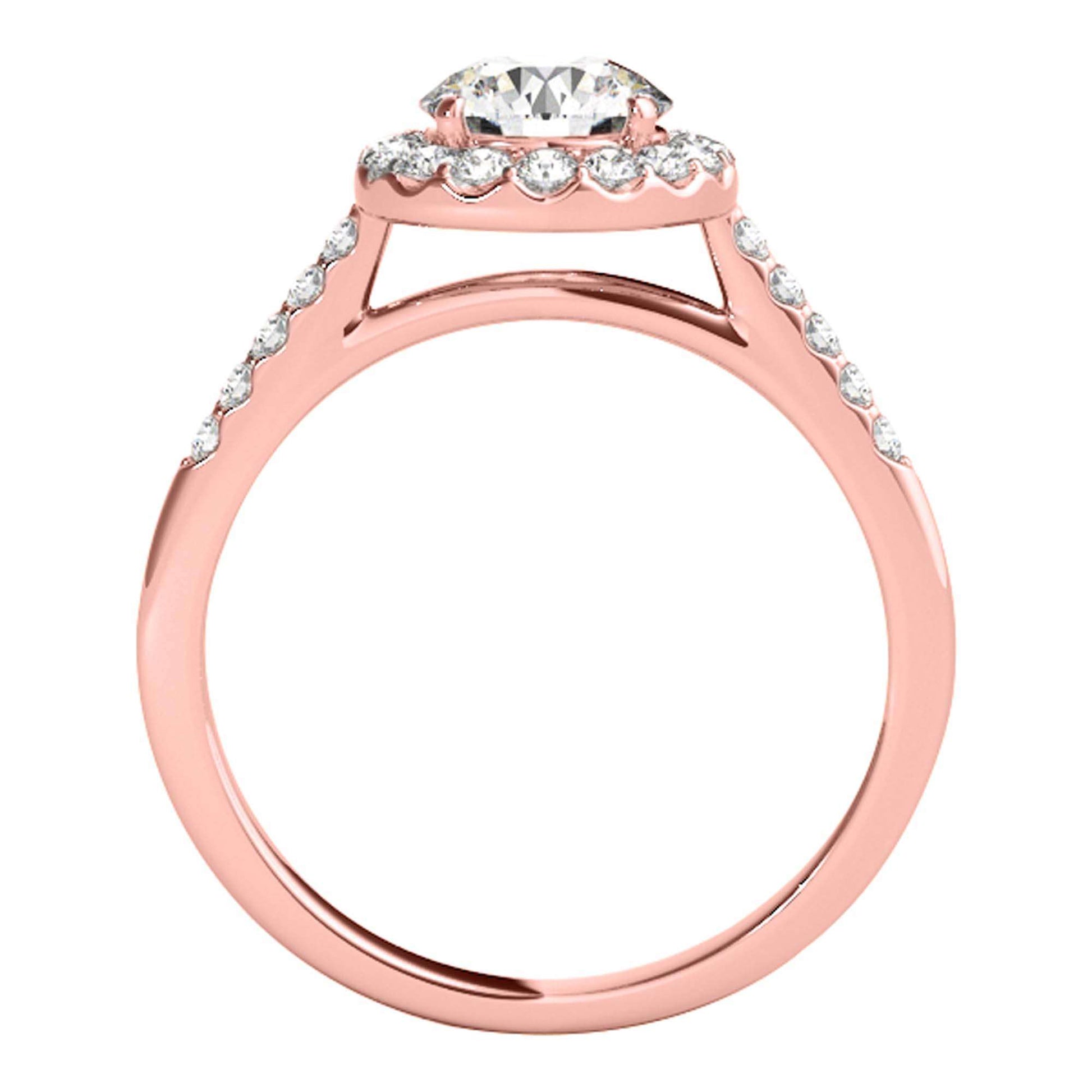 MAULI JEWELS 1.40 Carat Halo Moissanite Brilliant Cut Diamond Engagement Ring In 10K Solid Rose/White & Yellow Gold | Mauli Jewels