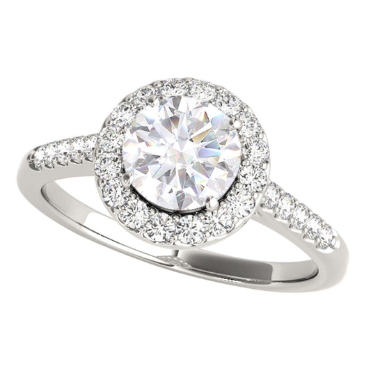 MAULI JEWELS 1.40 Carat Halo Moissanite Brilliant Cut Diamond Engagement Ring In 10K Solid Rose/White & Yellow Gold | Mauli Jewels
