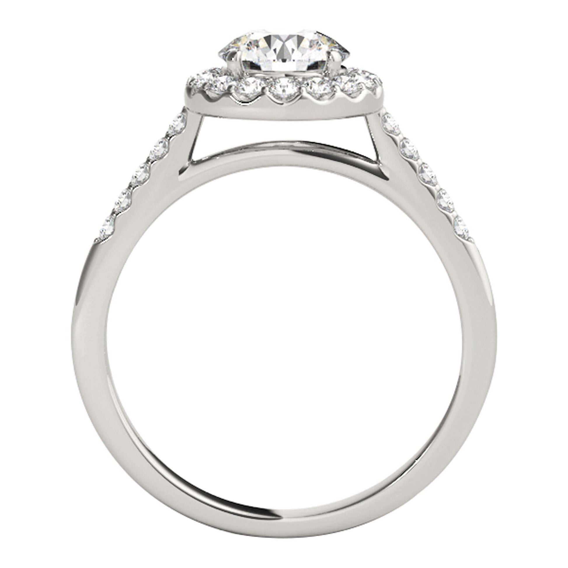 MAULI JEWELS 1.40 Carat Halo Moissanite Brilliant Cut Diamond Engagement Ring In 10K Solid Rose/White & Yellow Gold | Mauli Jewels