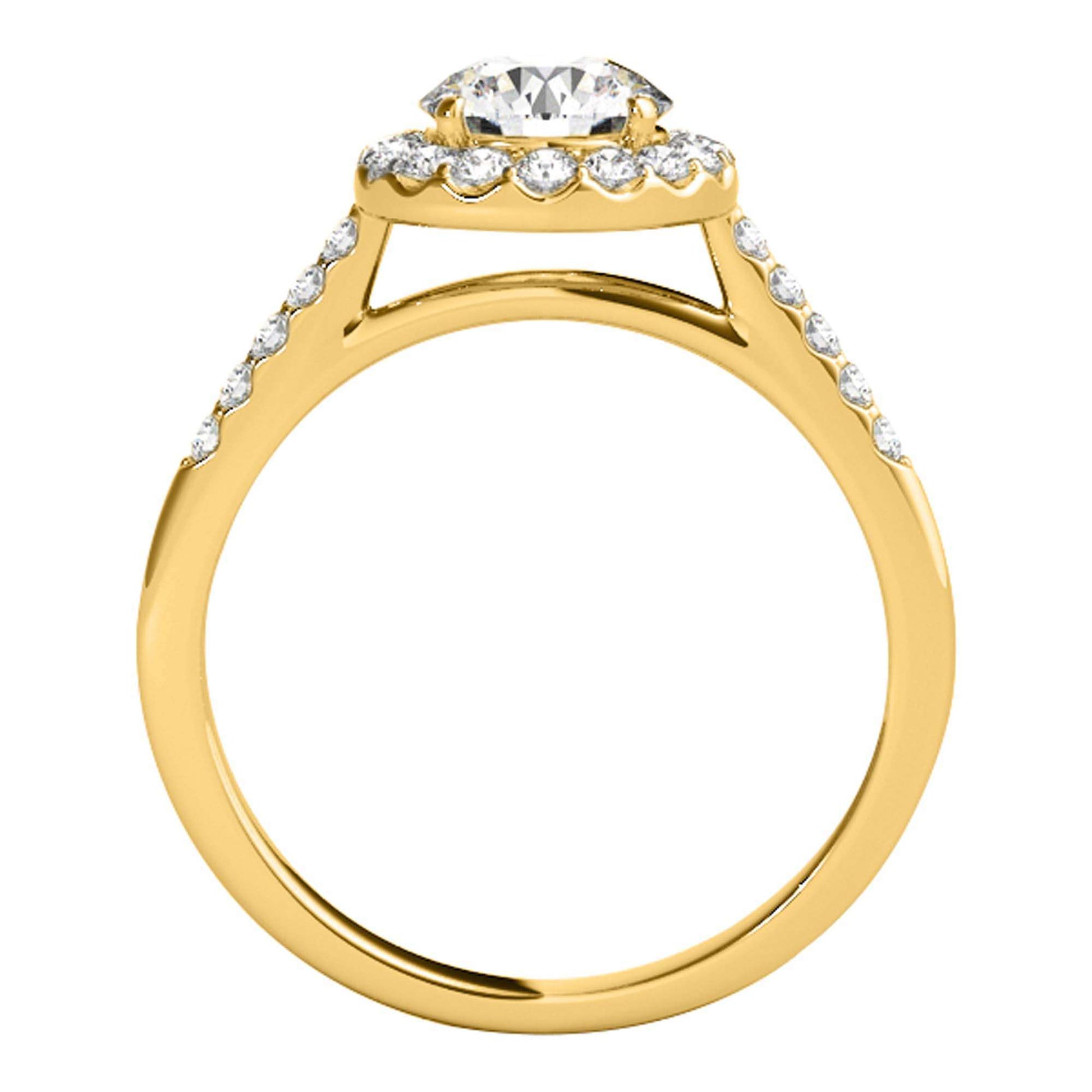 MAULI JEWELS 1.40 Carat Halo Moissanite Brilliant Cut Diamond Engagement Ring In 10K Solid Rose/White & Yellow Gold | Mauli Jewels