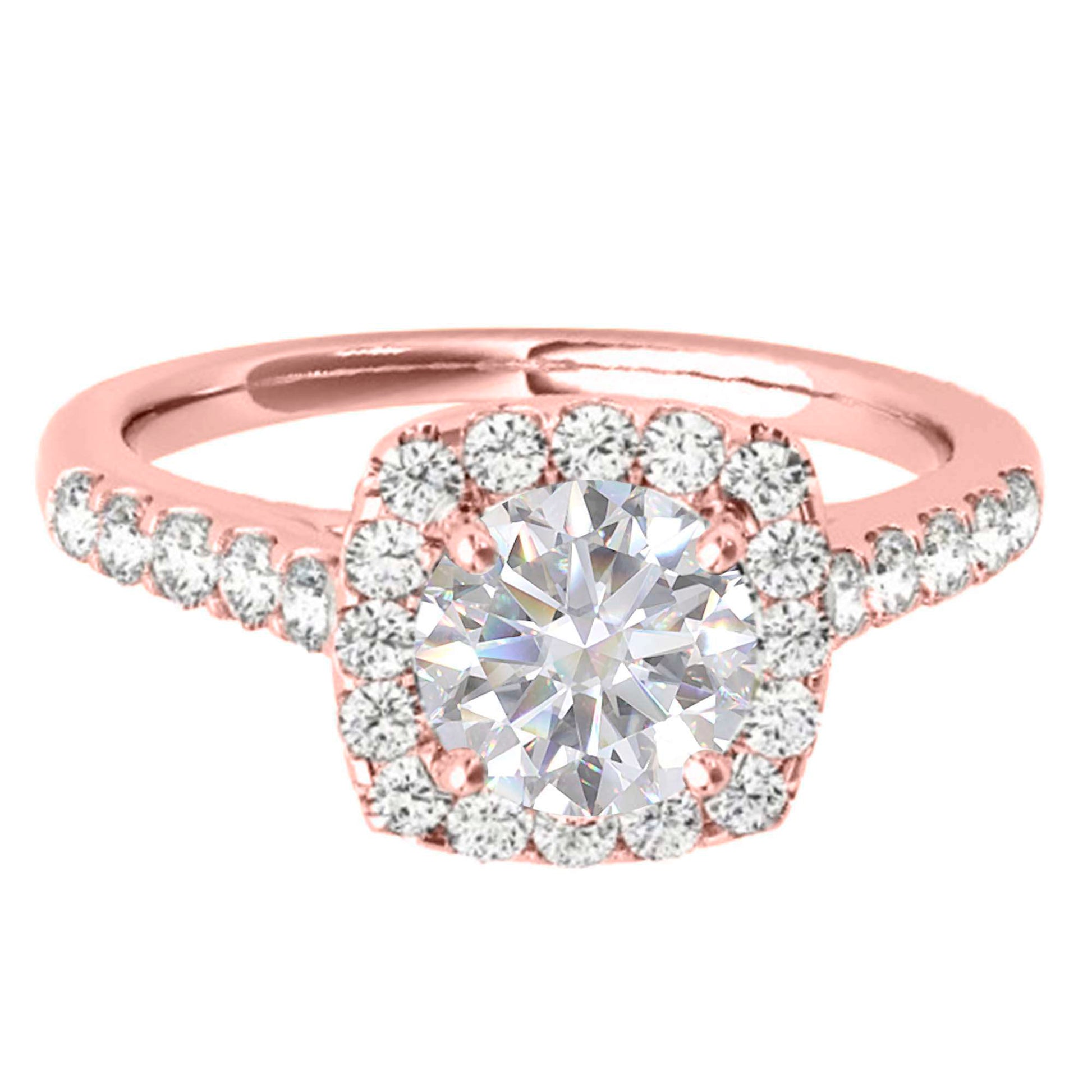 MAULI JEWELS 1.53 Carat Halo Moissanite Natural Diamond Engagement Ring In 14K Solid Rose/White & Yellow Gold | Mauli Jewels
