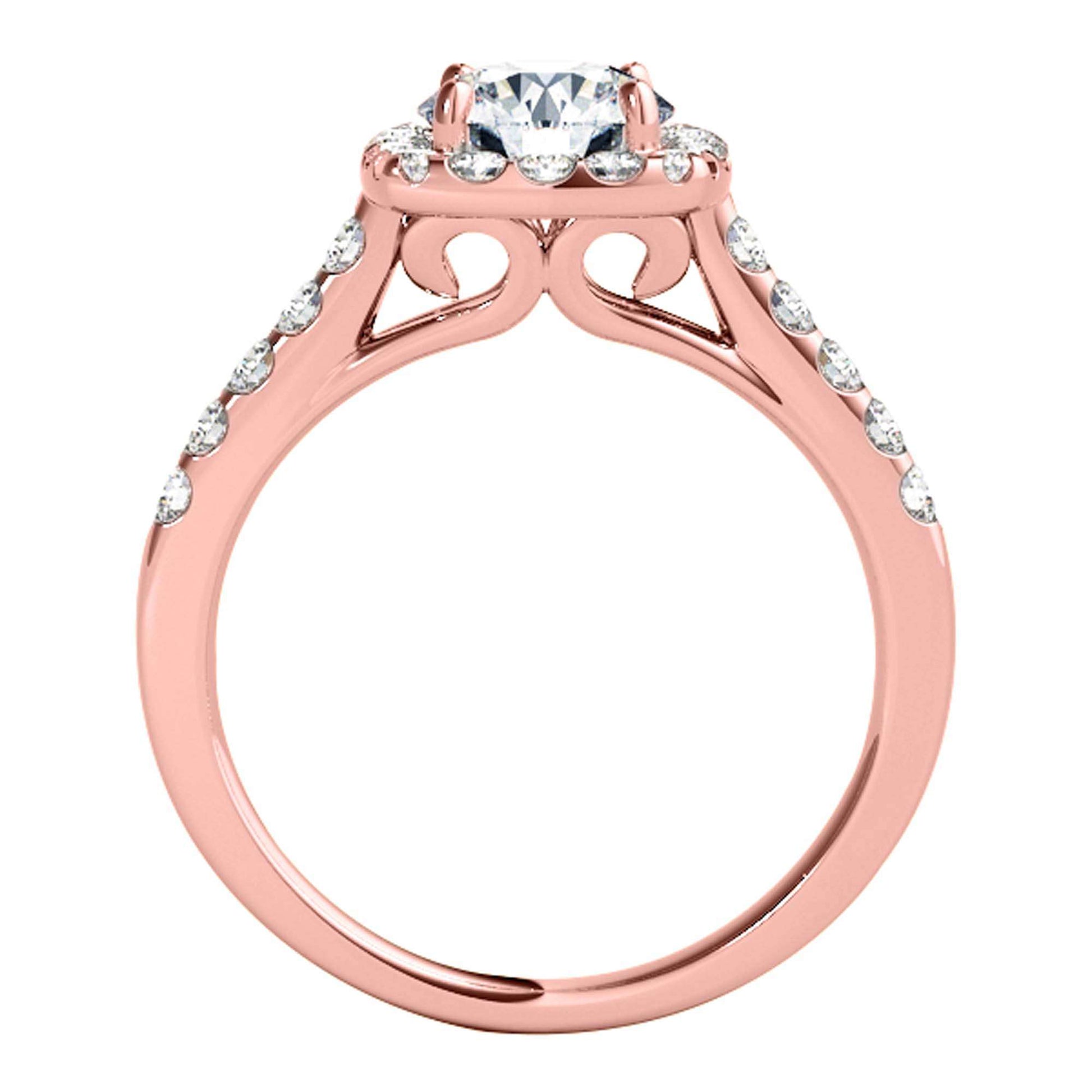 MAULI JEWELS 1.53 Carat Halo Moissanite Natural Diamond Engagement Ring In 14K Solid Rose/White & Yellow Gold | Mauli Jewels