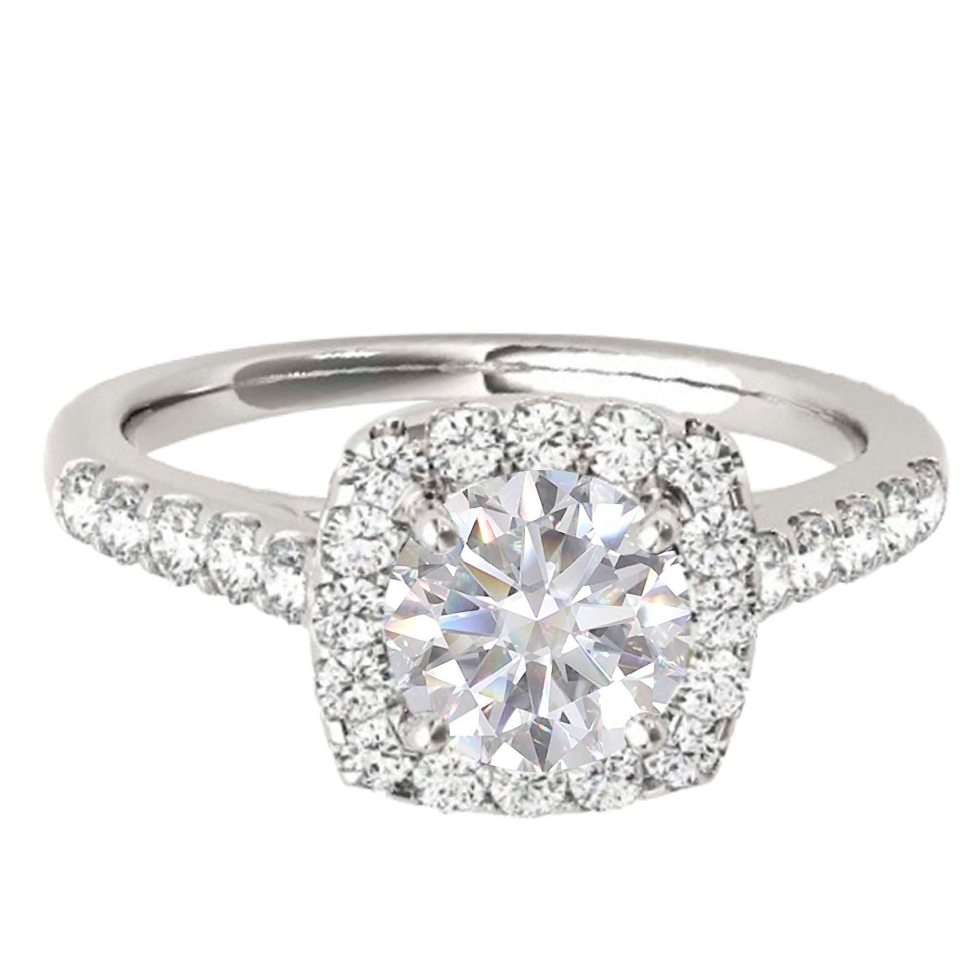 MAULI JEWELS 1.53 Carat Halo Moissanite Natural Diamond Engagement Ring In 14K Solid Rose/White & Yellow Gold | Mauli Jewels