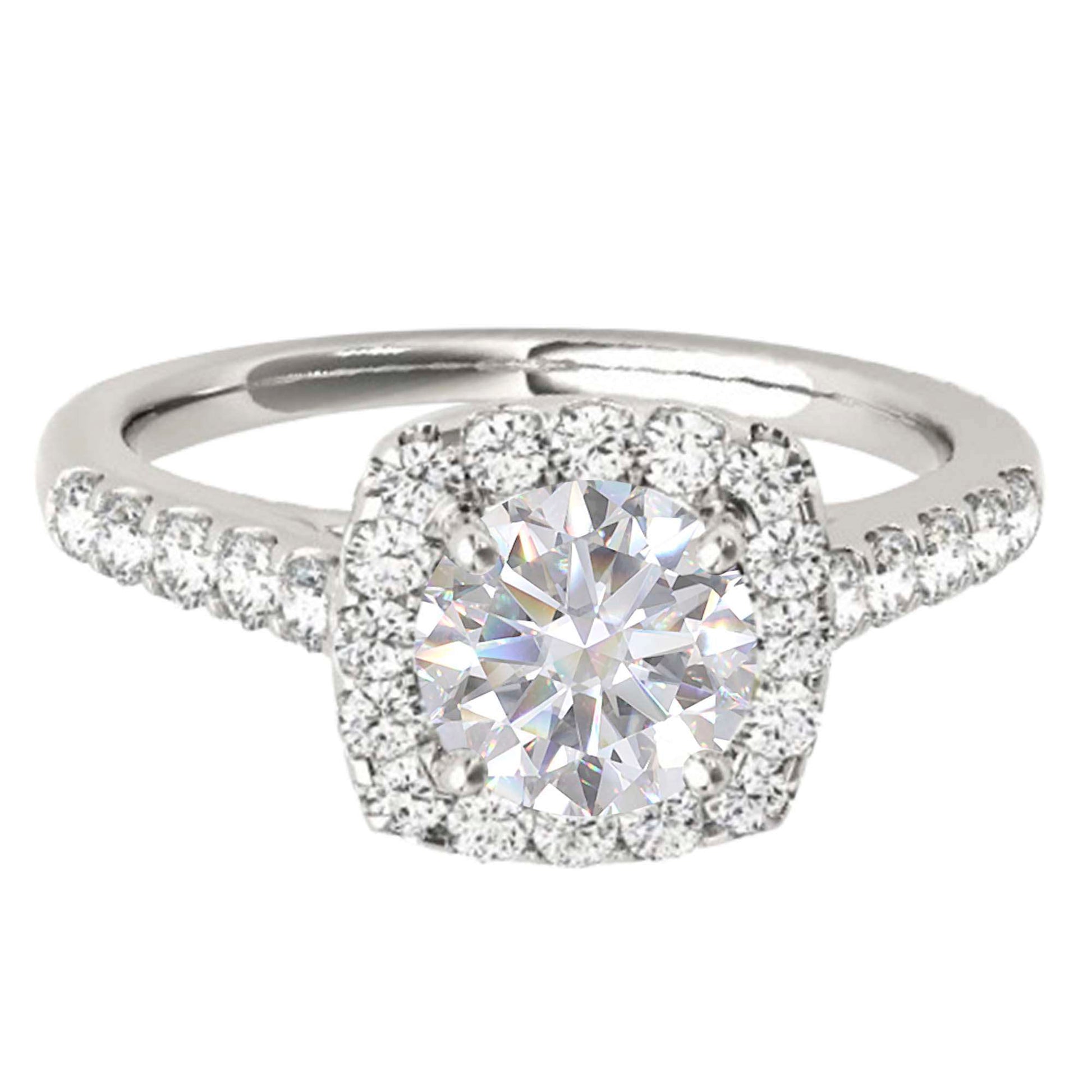 MAULI JEWELS 1.53 Carat Halo Moissanite Natural Diamond Engagement Ring In 14K Solid Rose/White & Yellow Gold | Mauli Jewels