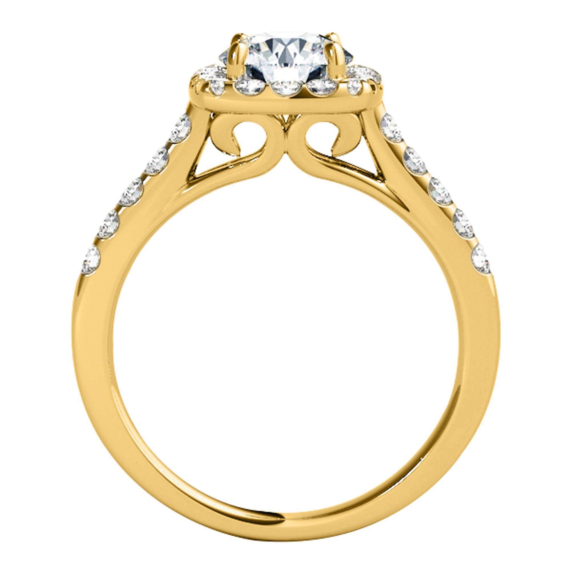 MAULI JEWELS 1.53 Carat Halo Moissanite Natural Diamond Engagement Ring In 14K Solid Rose/White & Yellow Gold | Mauli Jewels