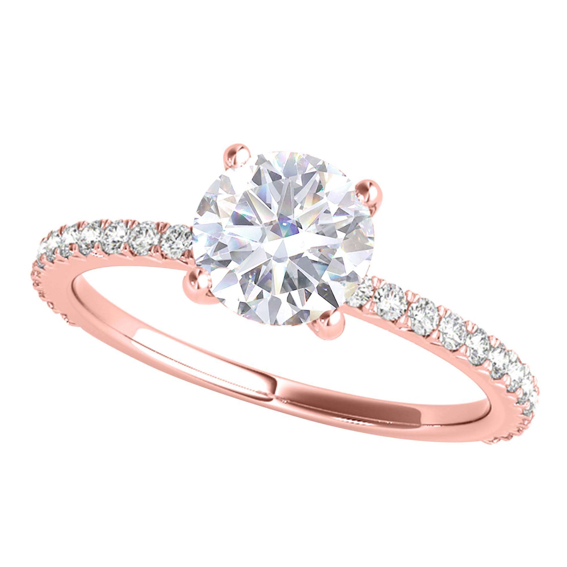MAULI JEWELS 1.75 Carat Moissanite Natural Diamond Engagement Ring In 14K Solid Rose/White & Yellow Gold | Mauli Jewels