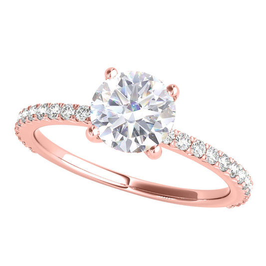 MAULI JEWELS 1.75 Carat Moissanite Natural Diamond Engagement Ring In 14K Solid Rose/White & Yellow Gold | Mauli Jewels