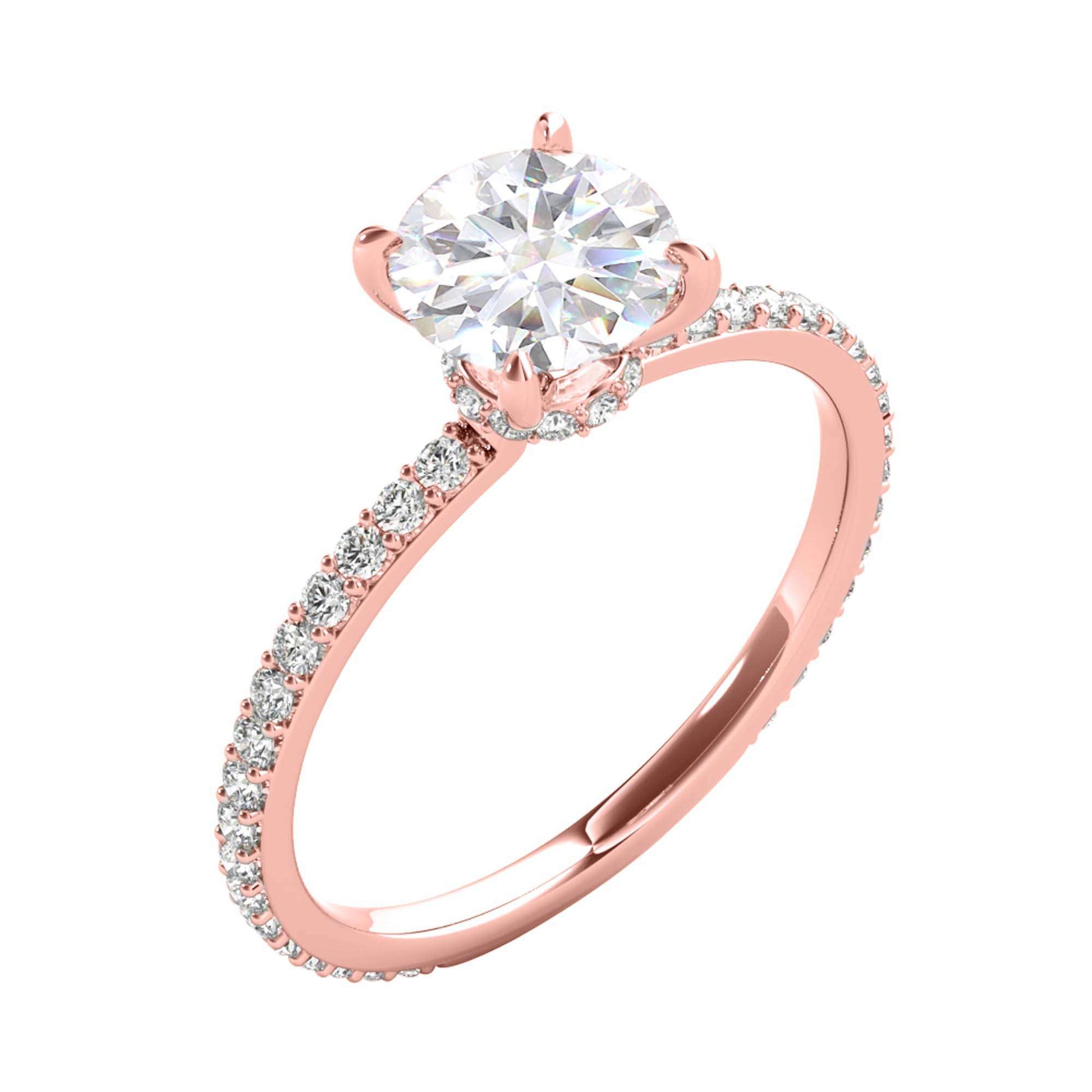 MAULI JEWELS 14K Rose/White/Yellow Gold 1.35 Carat Moissanite Diamond Engagement Ring | Mauli Jewels