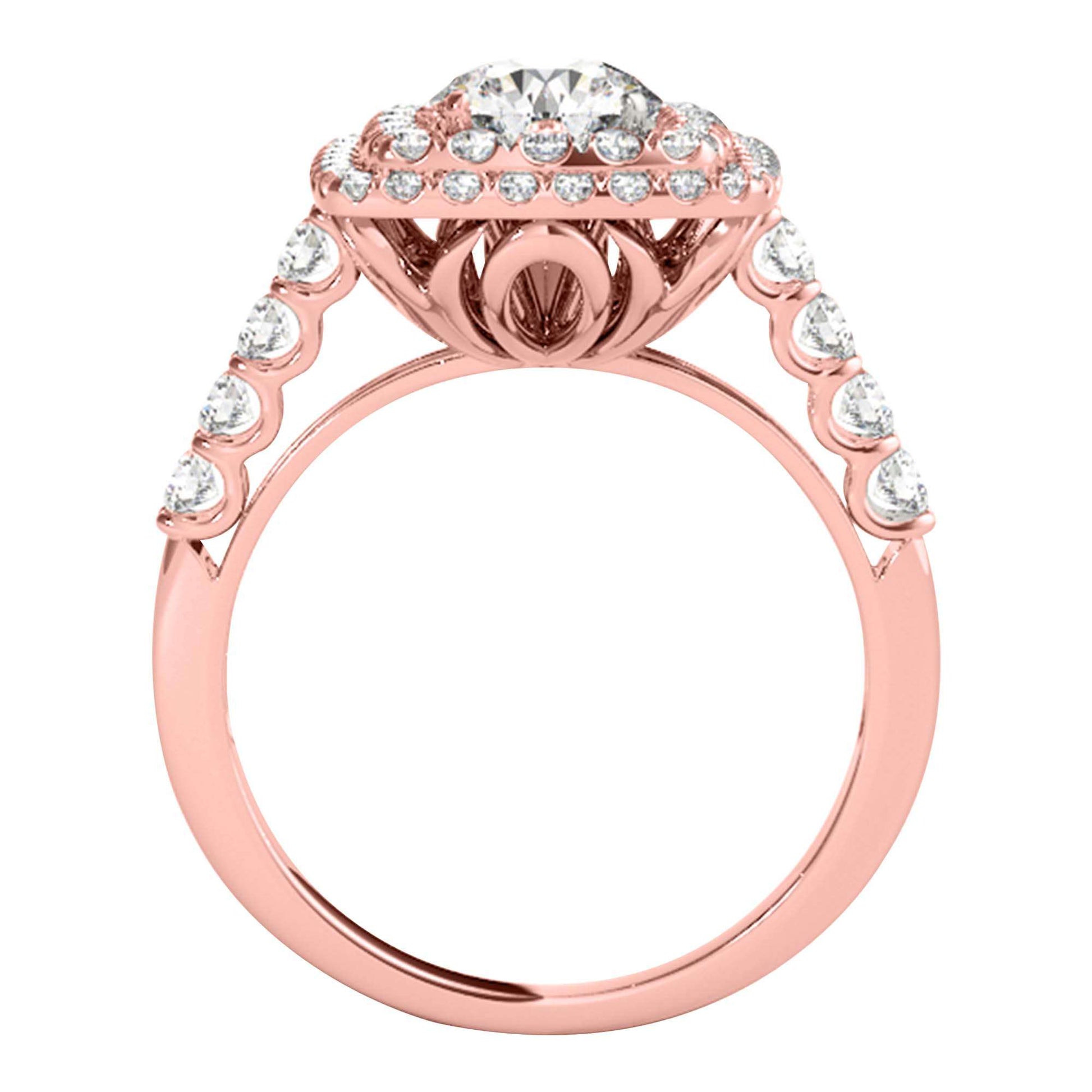 MAULI JEWELS 2.00 Carat Halo Moissanite Diamond Engagement Ring In 14K Solid Rose White & Yellow Gold | Mauli Jewels