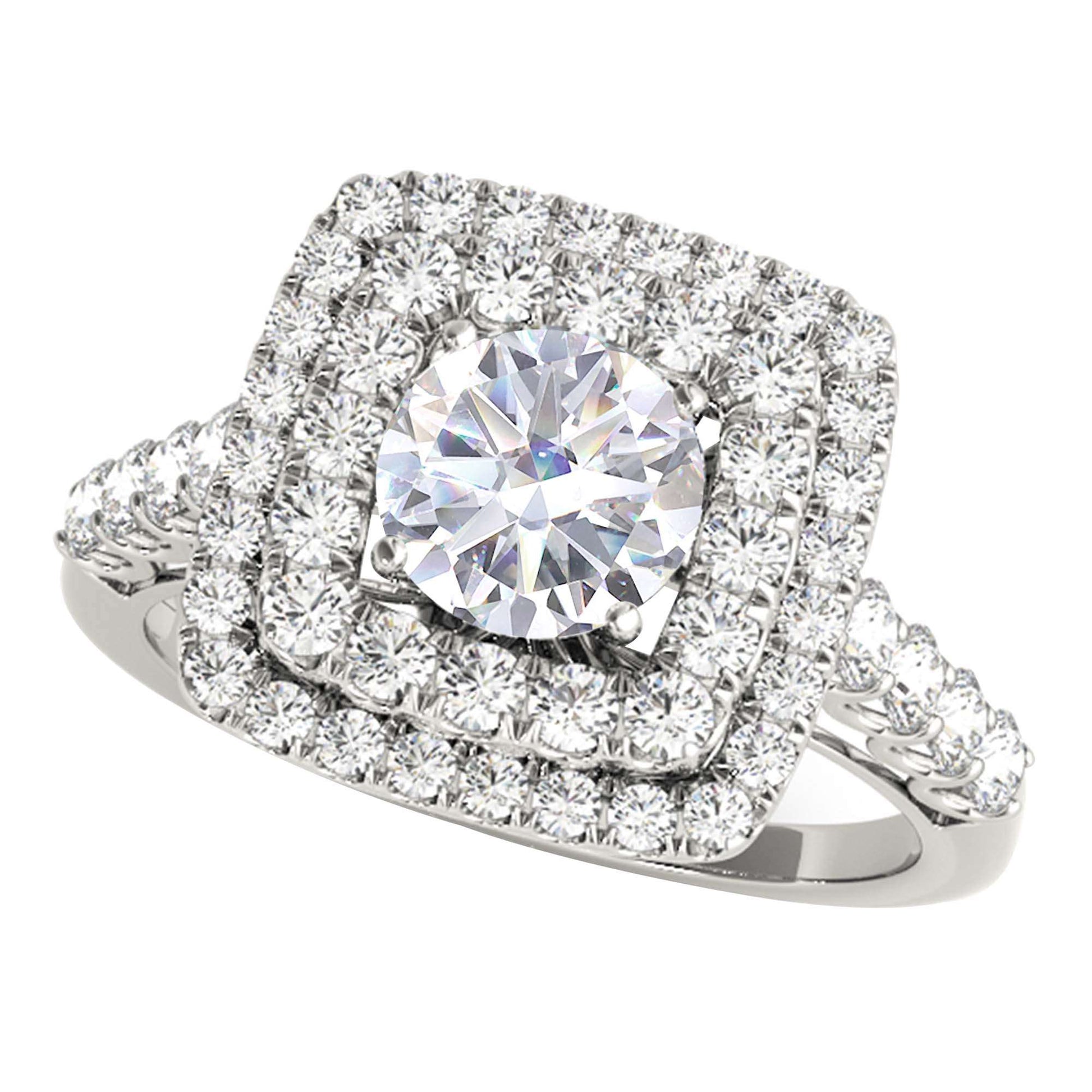 MAULI JEWELS 2.00 Carat Halo Moissanite Diamond Engagement Ring In 14K Solid Rose White & Yellow Gold | Mauli Jewels