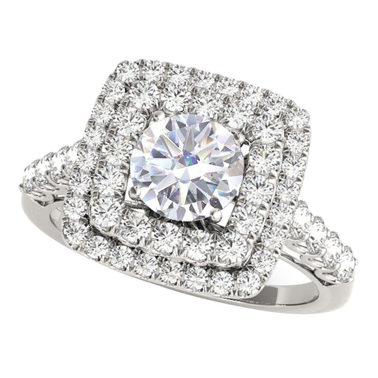 MAULI JEWELS 2.00 Carat Halo Moissanite Diamond Engagement Ring In 14K Solid Rose White & Yellow Gold | Mauli Jewels