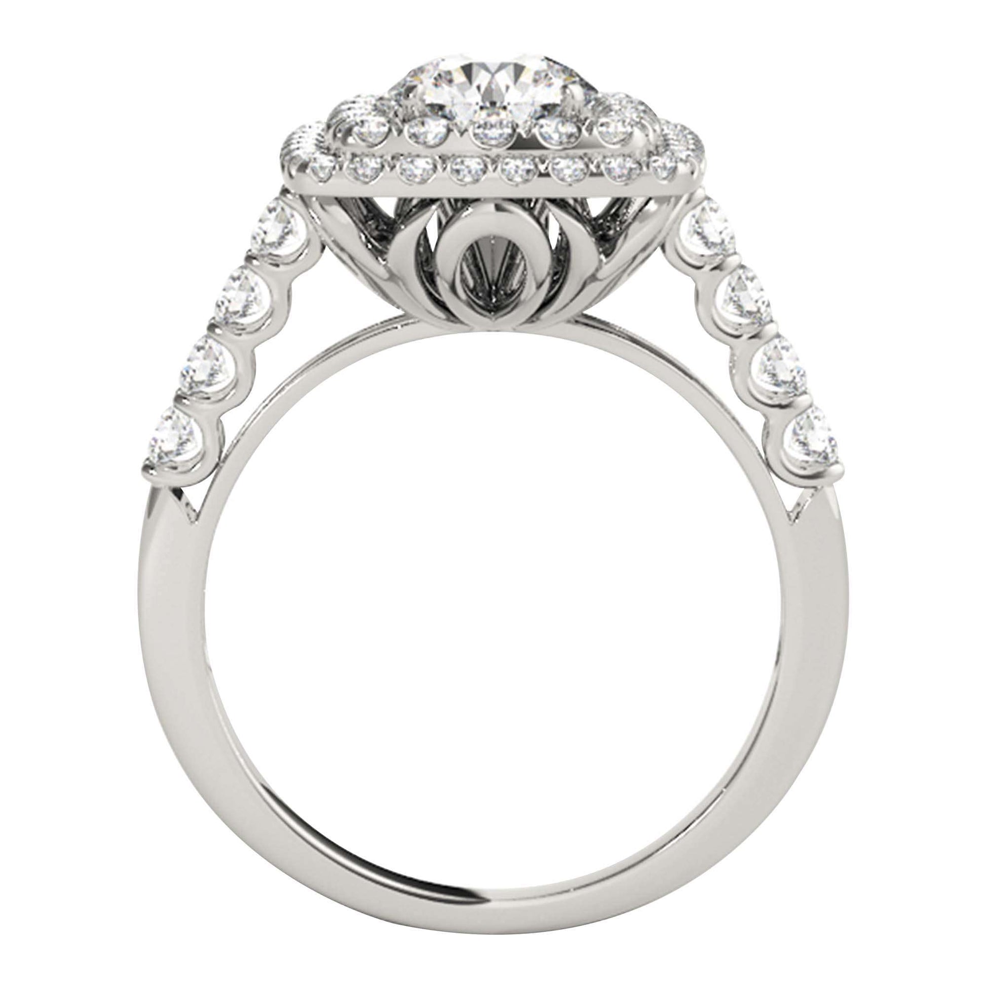 MAULI JEWELS 2.00 Carat Halo Moissanite Diamond Engagement Ring In 14K Solid Rose White & Yellow Gold | Mauli Jewels