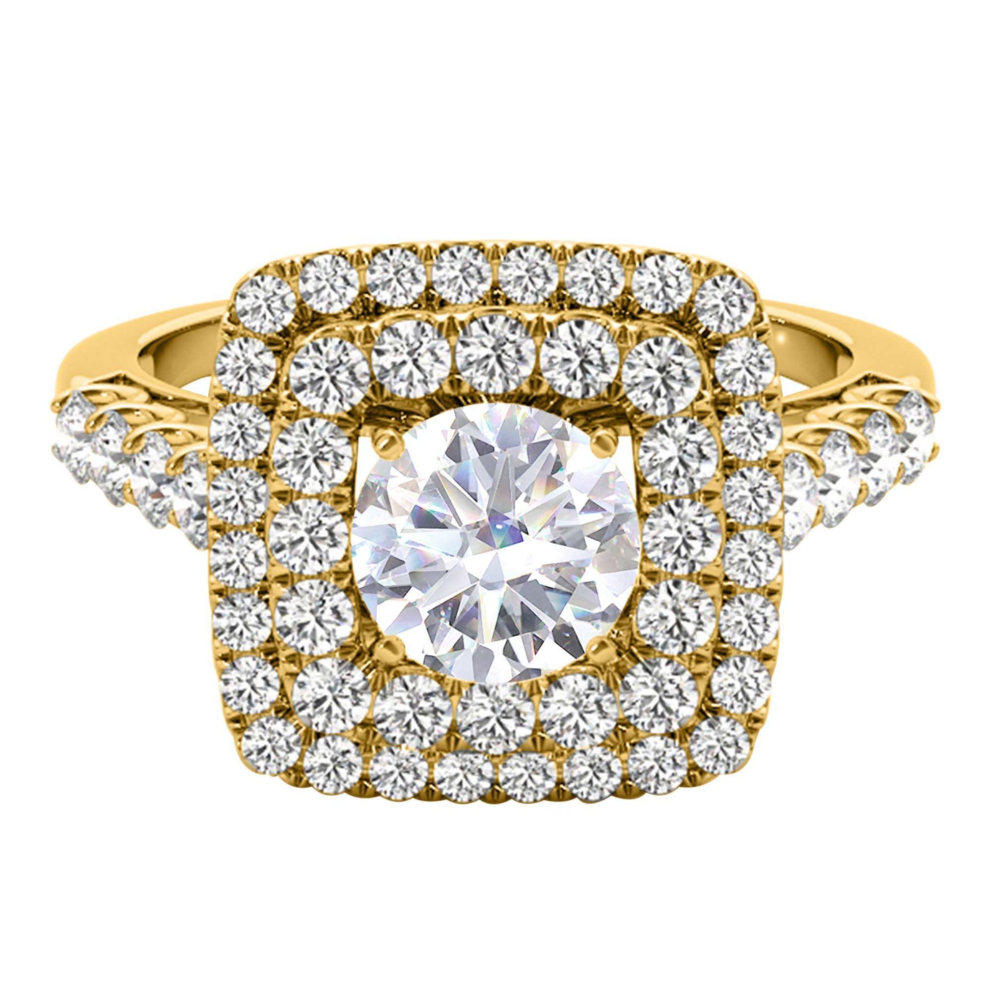 MAULI JEWELS 2.00 Carat Halo Moissanite Diamond Engagement Ring In 14K Solid Rose White & Yellow Gold | Mauli Jewels