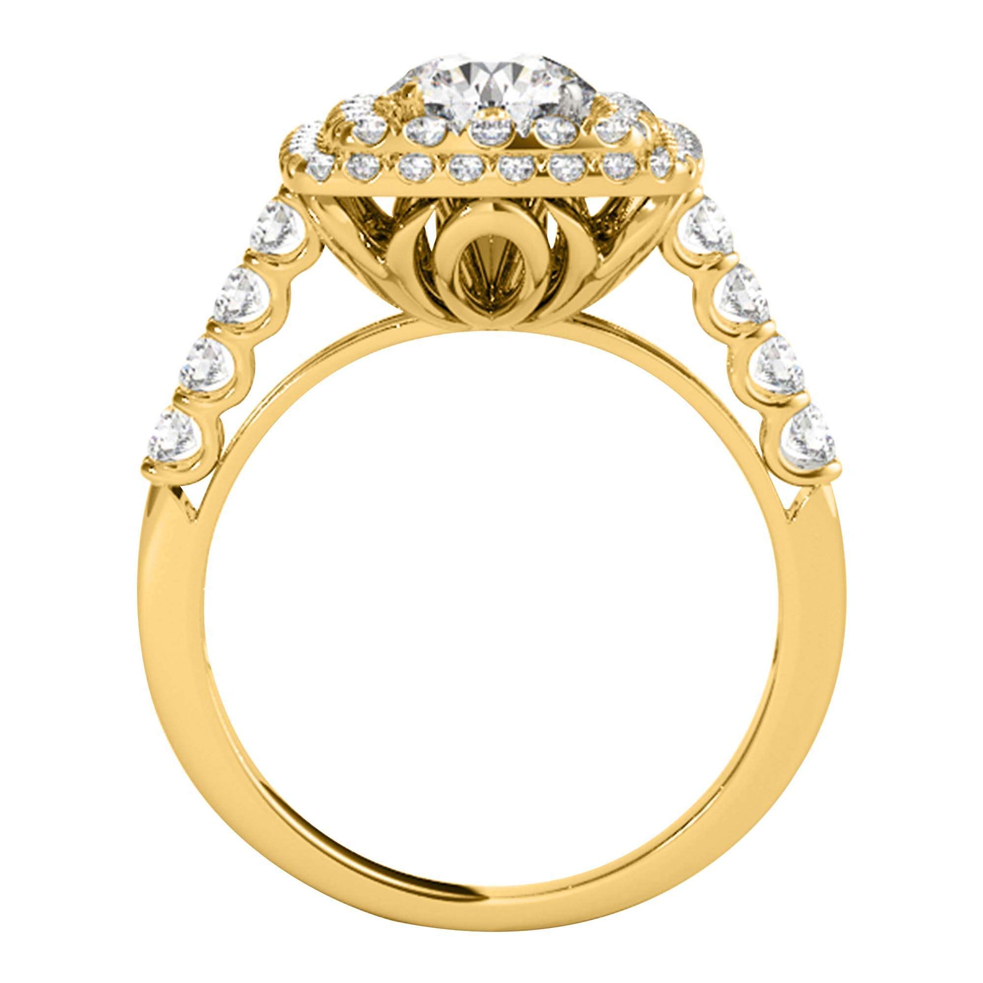 MAULI JEWELS 2.00 Carat Halo Moissanite Diamond Engagement Ring In 14K Solid Rose White & Yellow Gold | Mauli Jewels