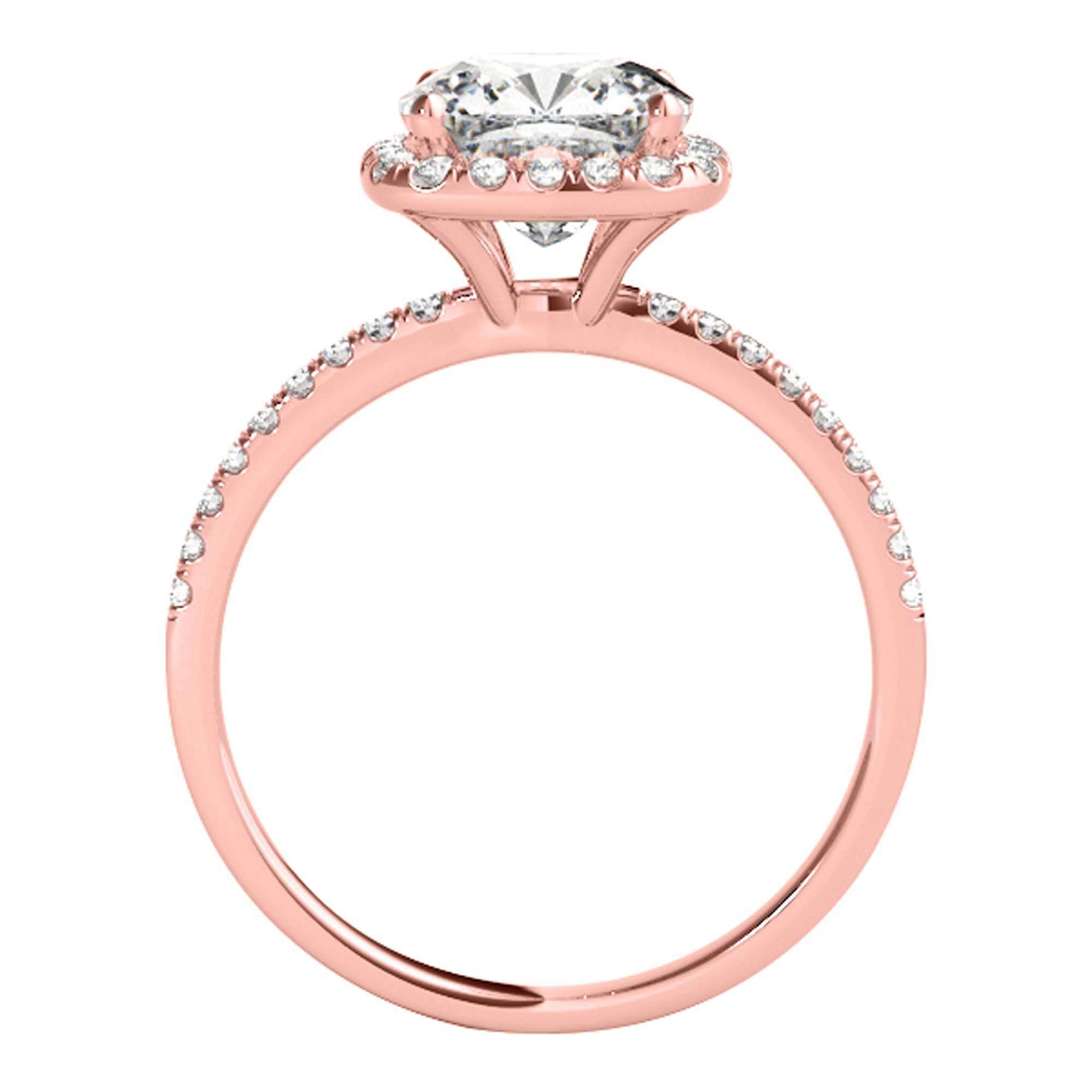 1.75 Carat Halo Moissanite & Natural Diamond Engagement Ring in 14K Solid Rose, White & Yellow Gold Mauli Jewels