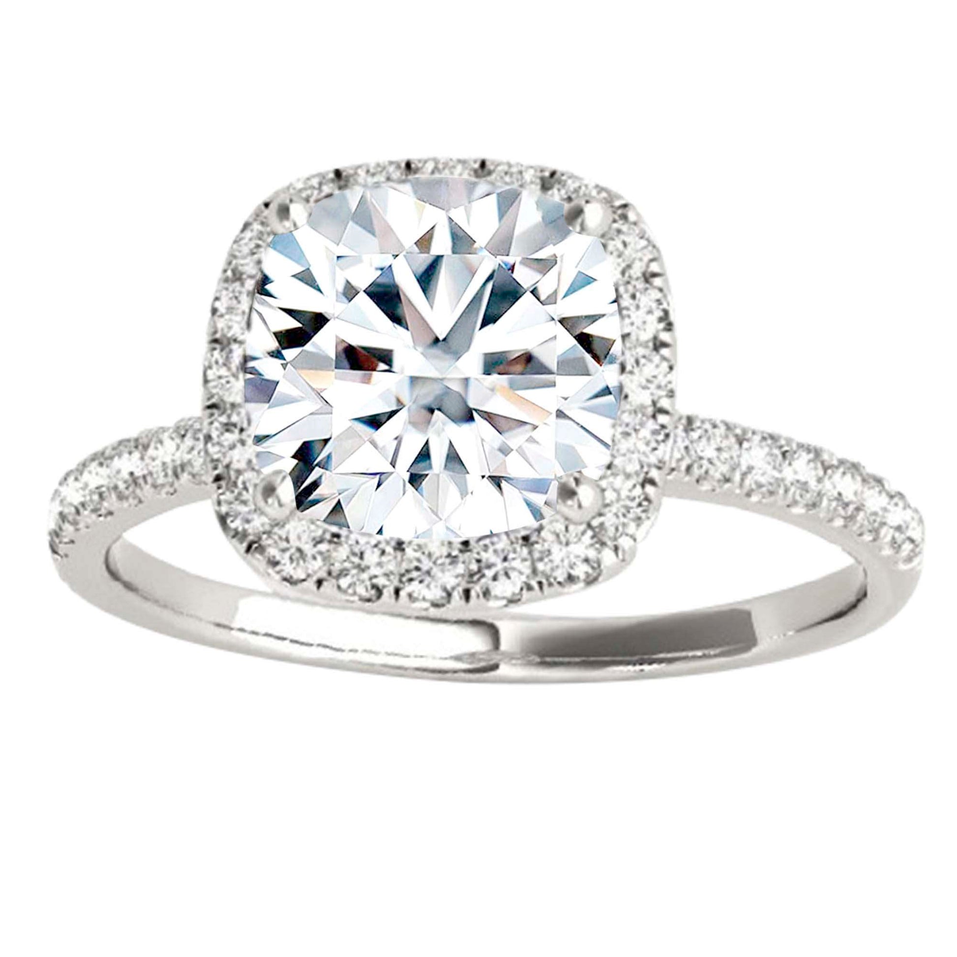 1.75 Carat Halo Moissanite & Natural Diamond Engagement Ring in 14K Solid Rose, White & Yellow Gold Mauli Jewels