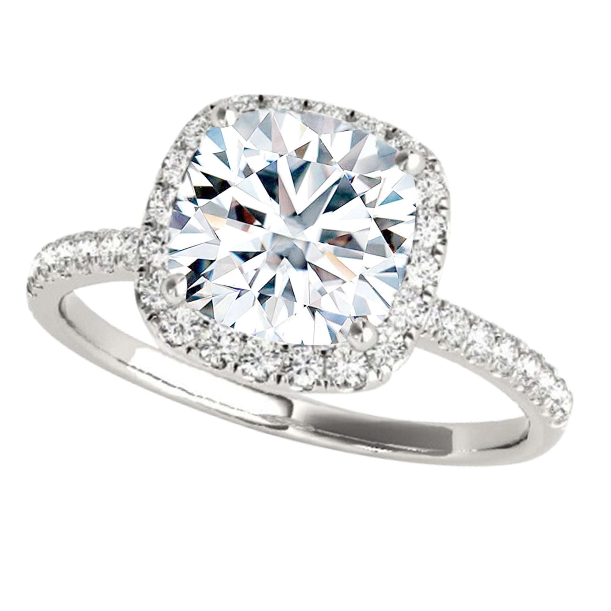 1.75 Carat Halo Moissanite & Natural Diamond Engagement Ring in 14K Solid Rose, White & Yellow Gold Mauli Jewels